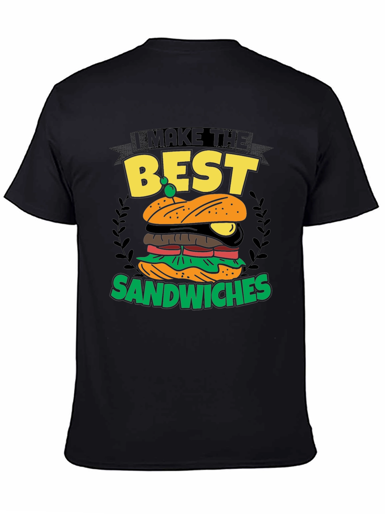 Black I Make the Best Sandwiches Black Graphic T-Shirt view 4