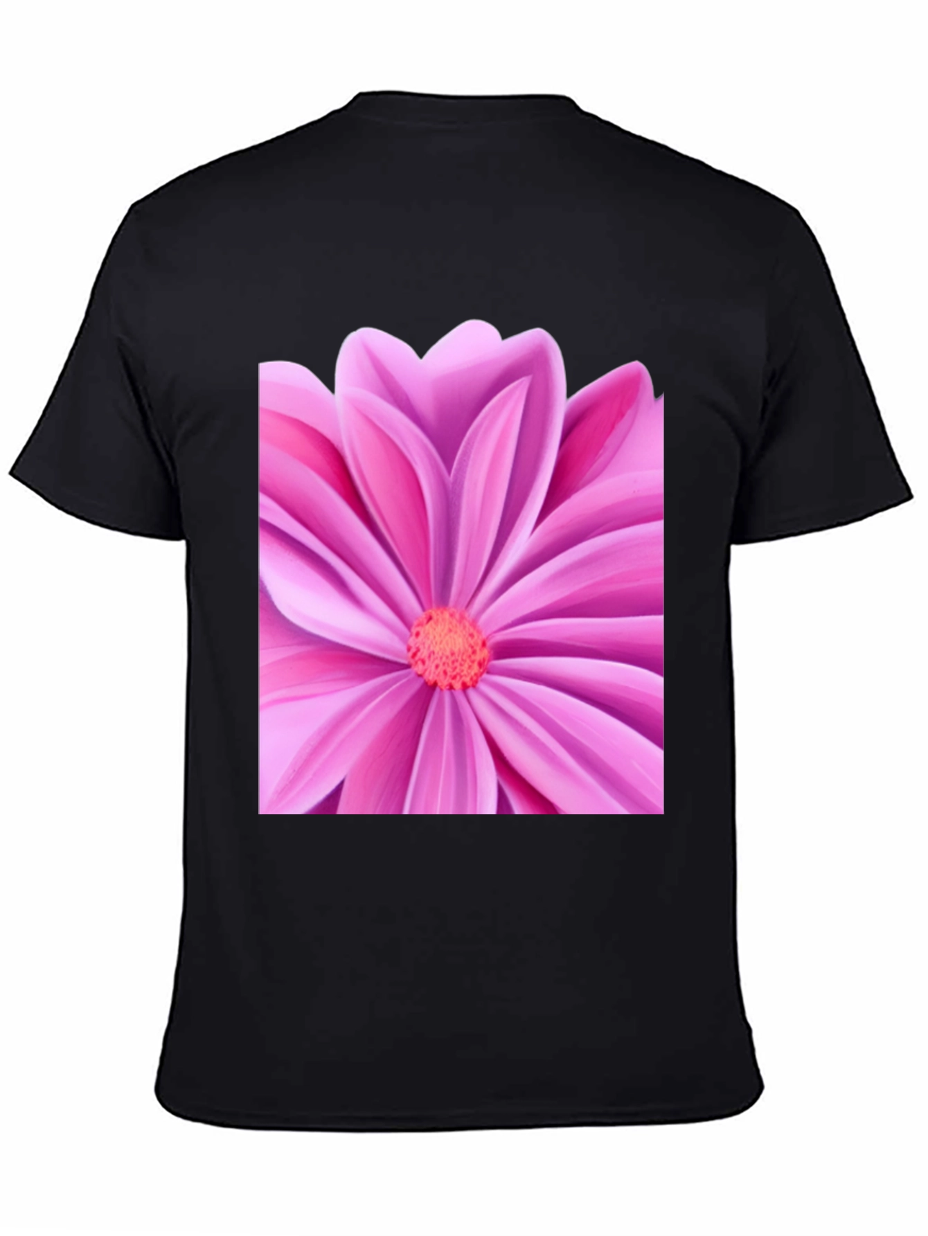 Black Pink Petal Flower Graphic Tee - Black view 4