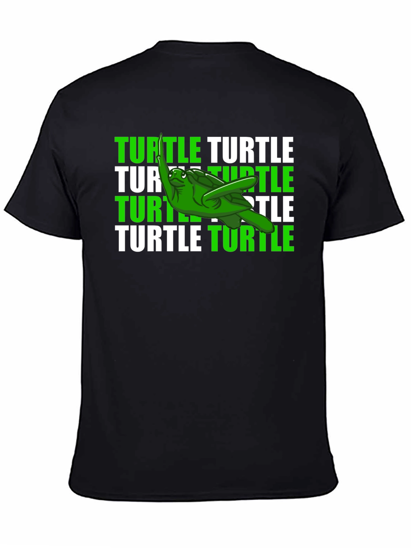 Black Funny Turtle T-Shirt - Green Sea Turtle Graphic Tee view 4