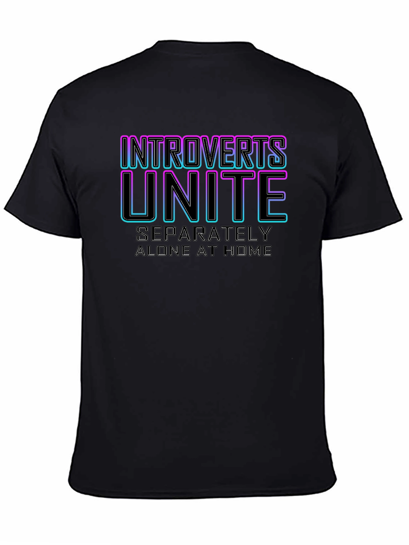 Black Introverts Unite Black T-Shirt view 4