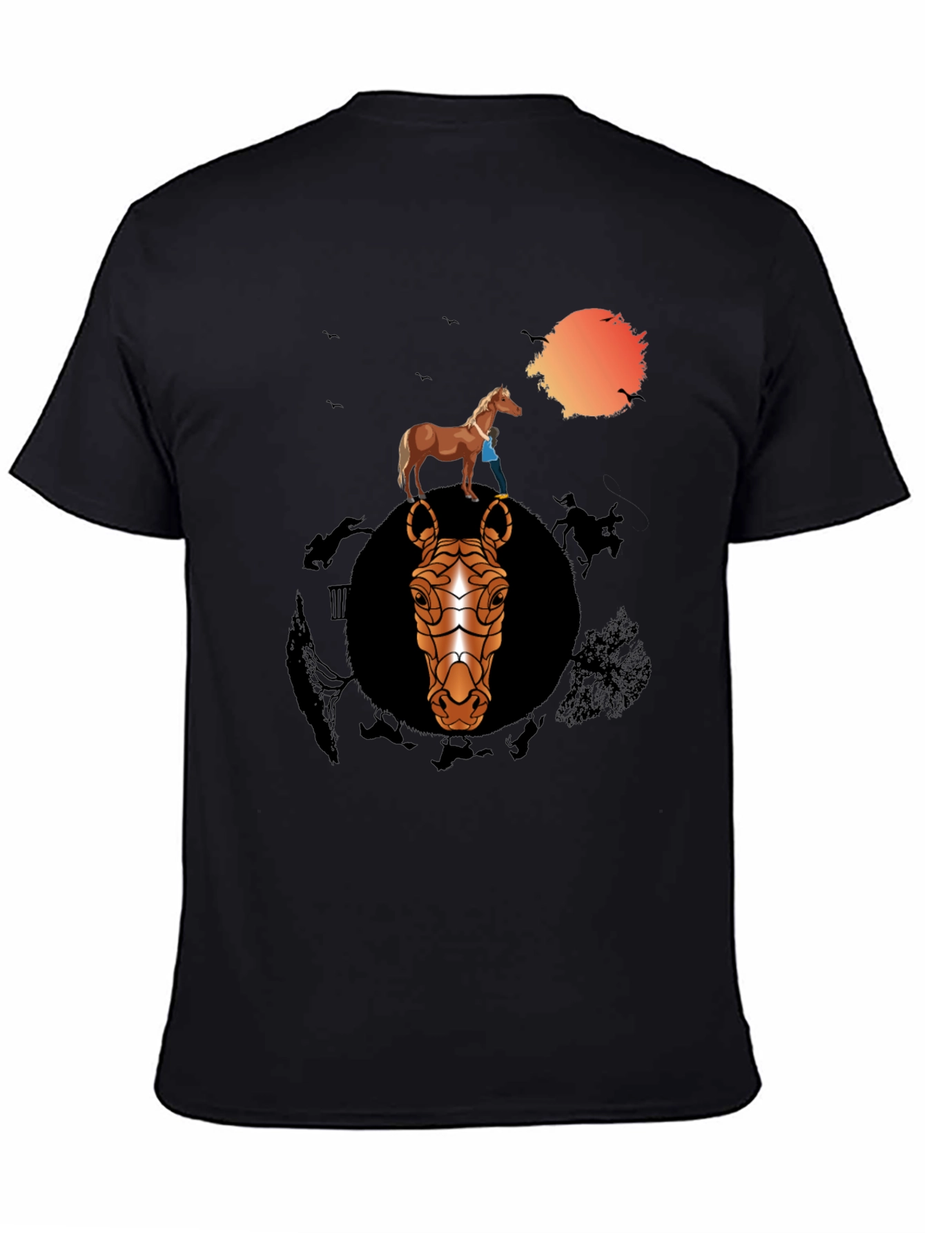 Black Horse Graphic Print Black T-Shirt view 4