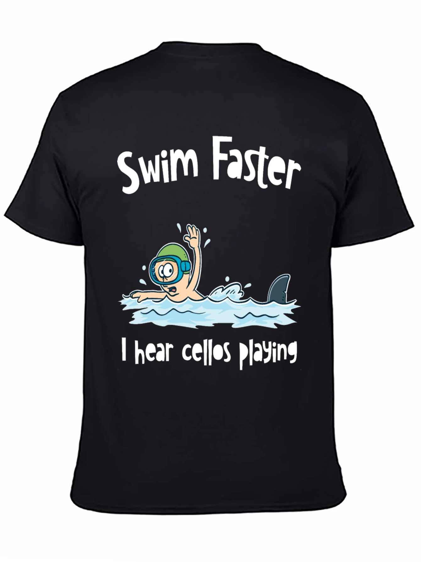 Black Swim Faster Shark Humor Graphic Tee view 4