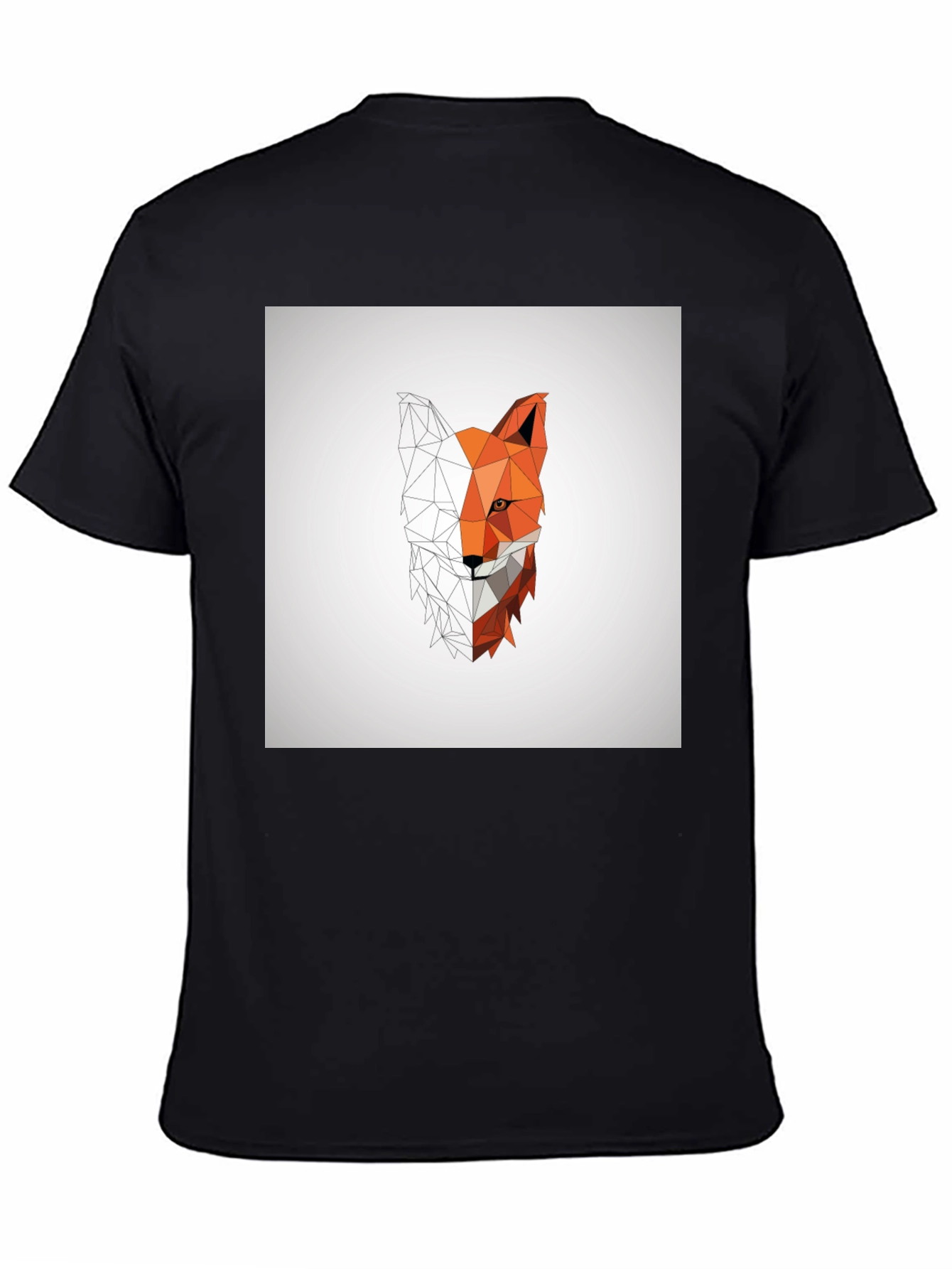 Black Geometric Fox Graphic Tee - Modern Polygon Design view 4