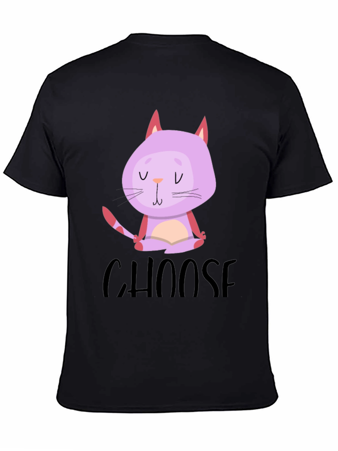 Black Zen Cat Meditation T-Shirt view 4