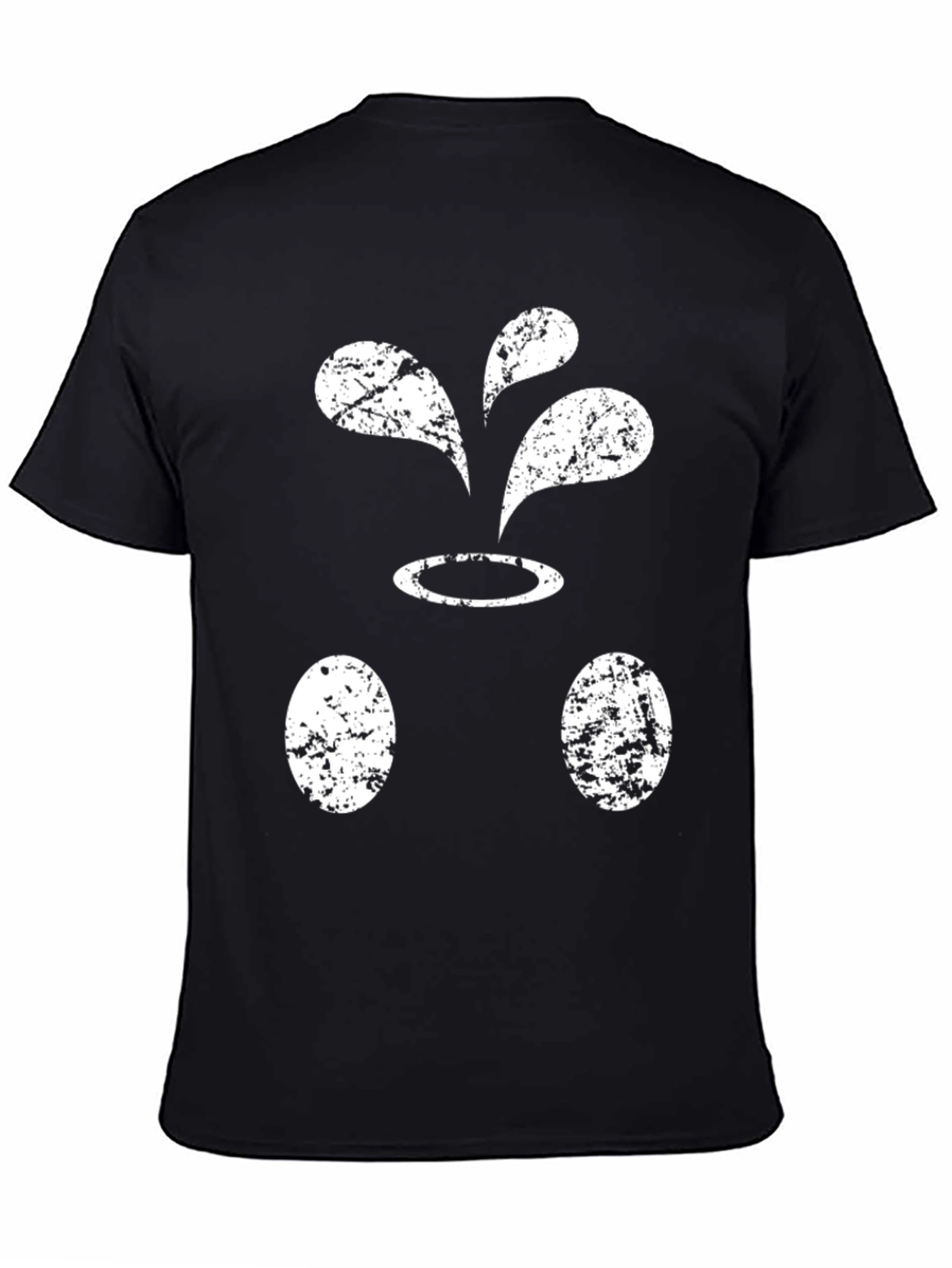 Black Funny Black T-Shirt With Distressed White Design view 4