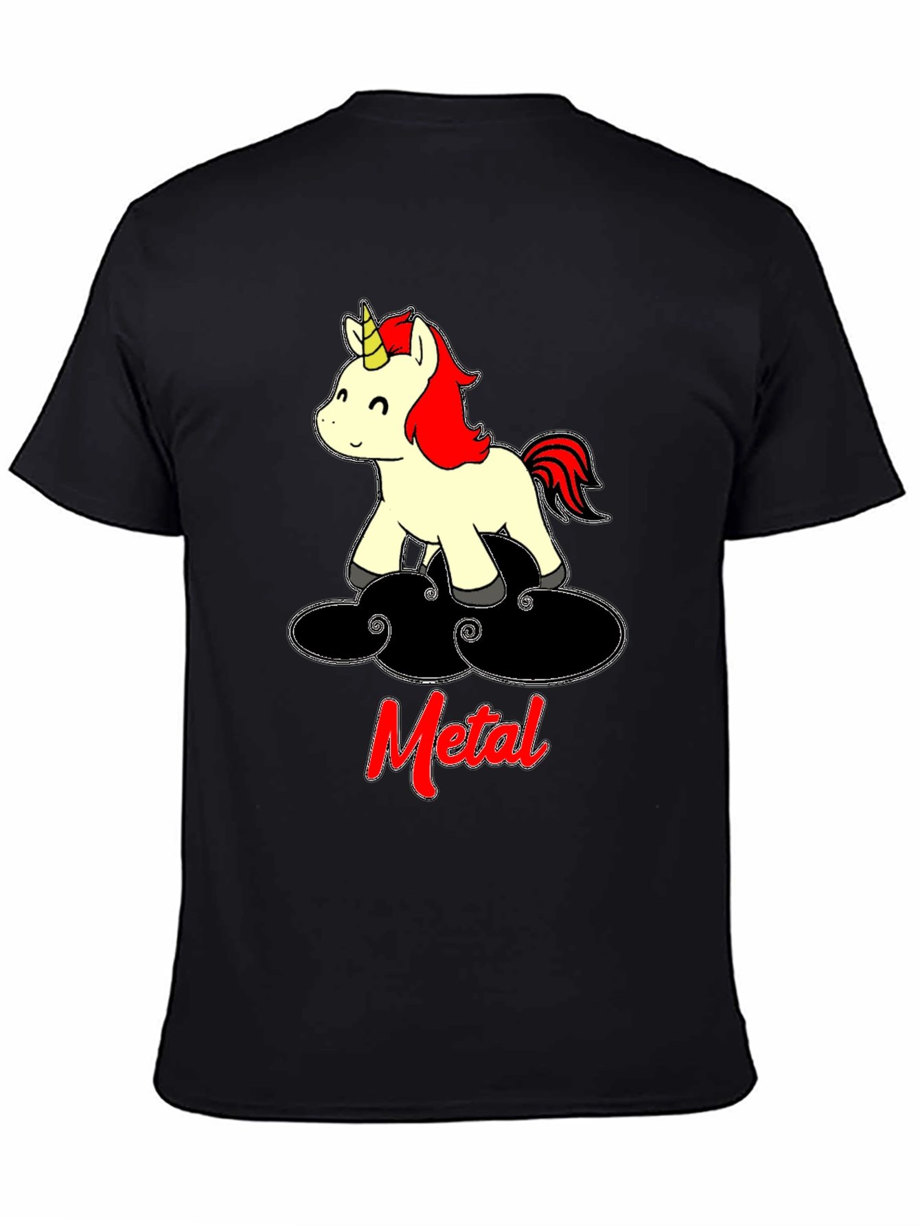 Black Metal Unicorn T-Shirt - Black Cotton Tee view 4