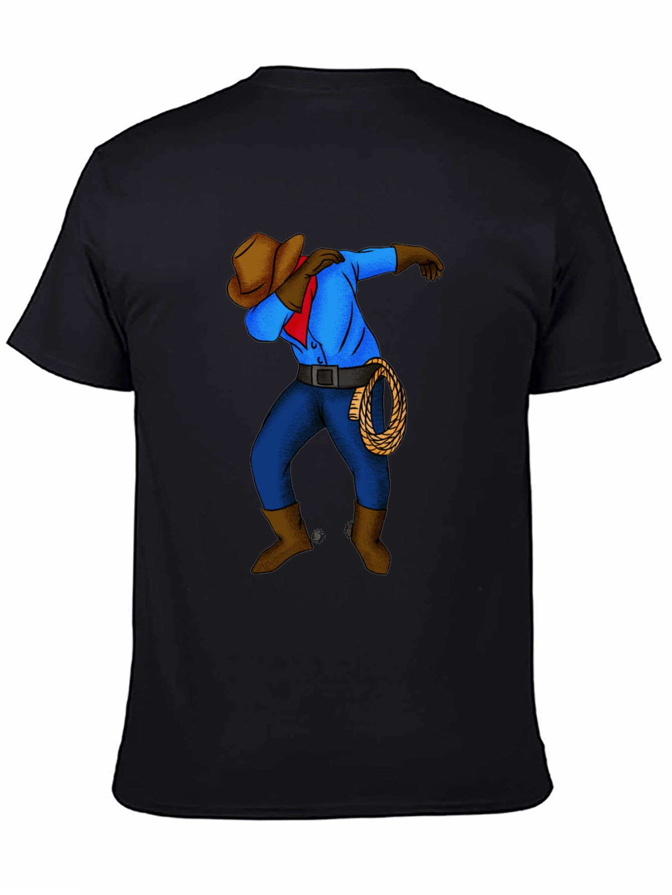 Black Dabbing Cowboy Graphic T-Shirt view 4