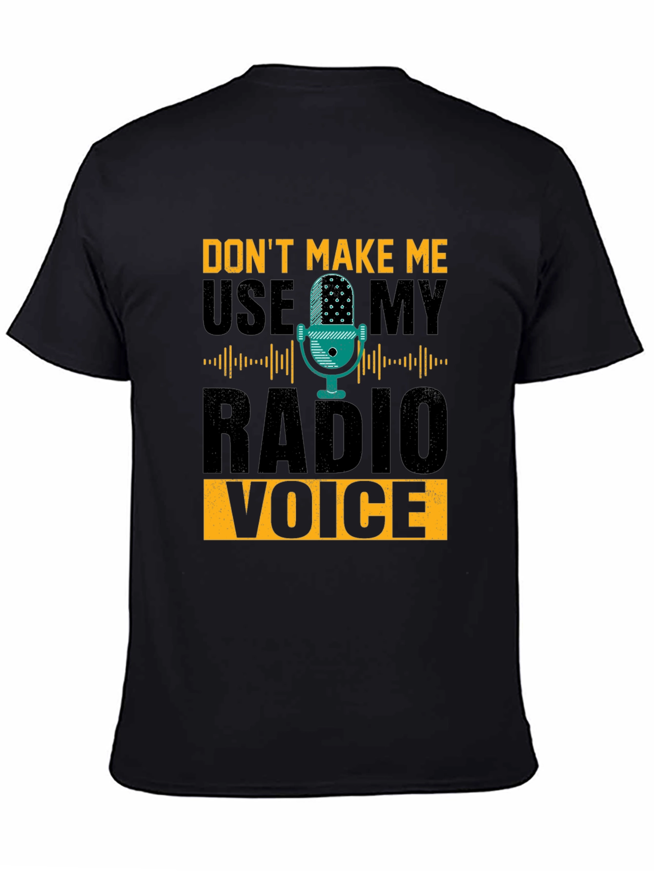 Black Radio Voice T-Shirt - Funny DJ Broadcaster Tee view 4