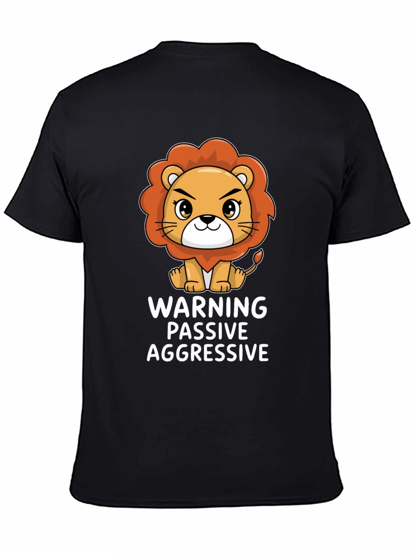 Black Warning Passive Aggressive Lion T-Shirt view 4