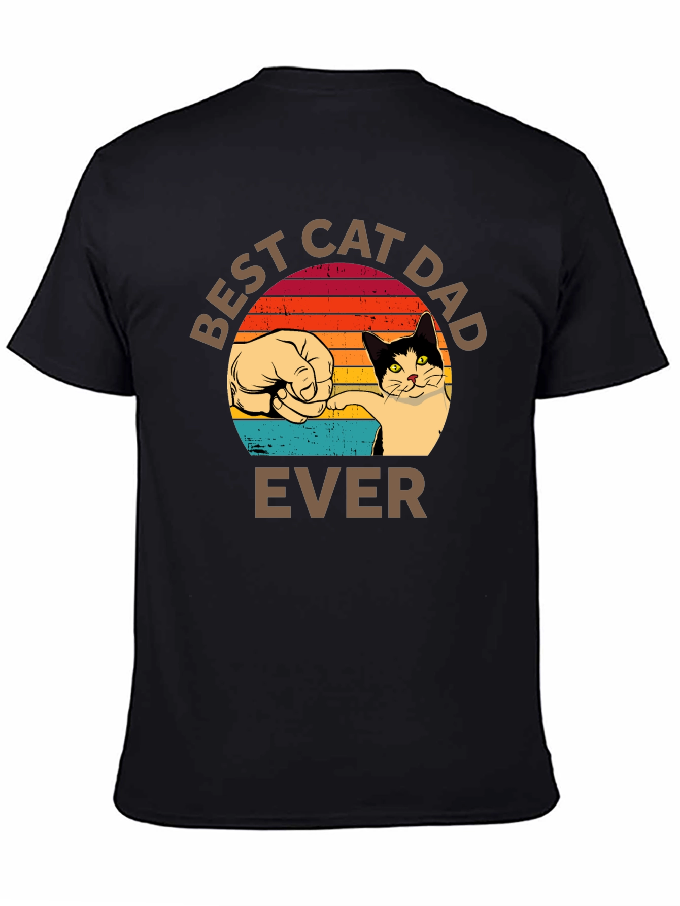 Black Best Cat Dad Ever T-Shirt Retro Sunset view 4