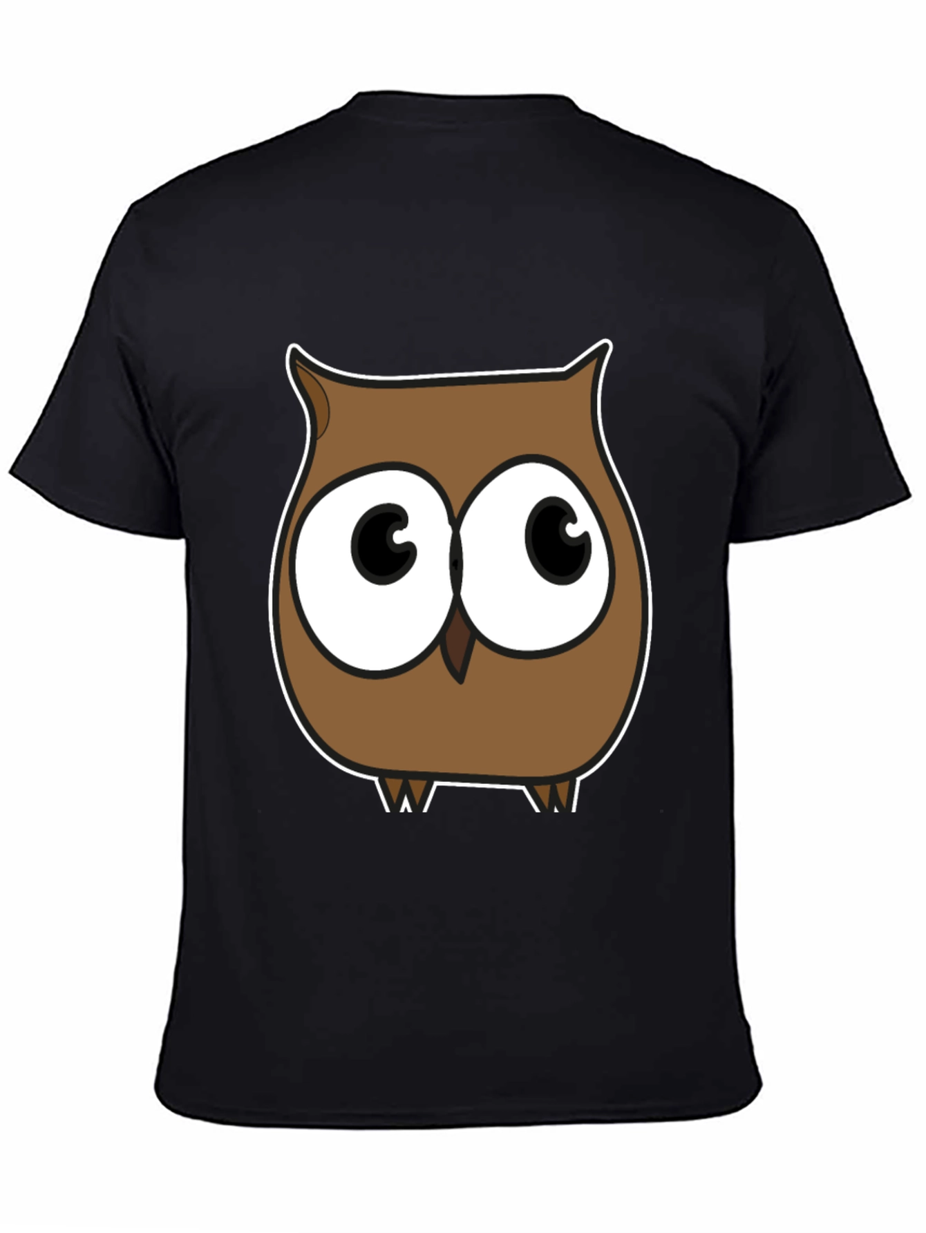 Black Cartoon Owl Graphic T-Shirt - Black view 4