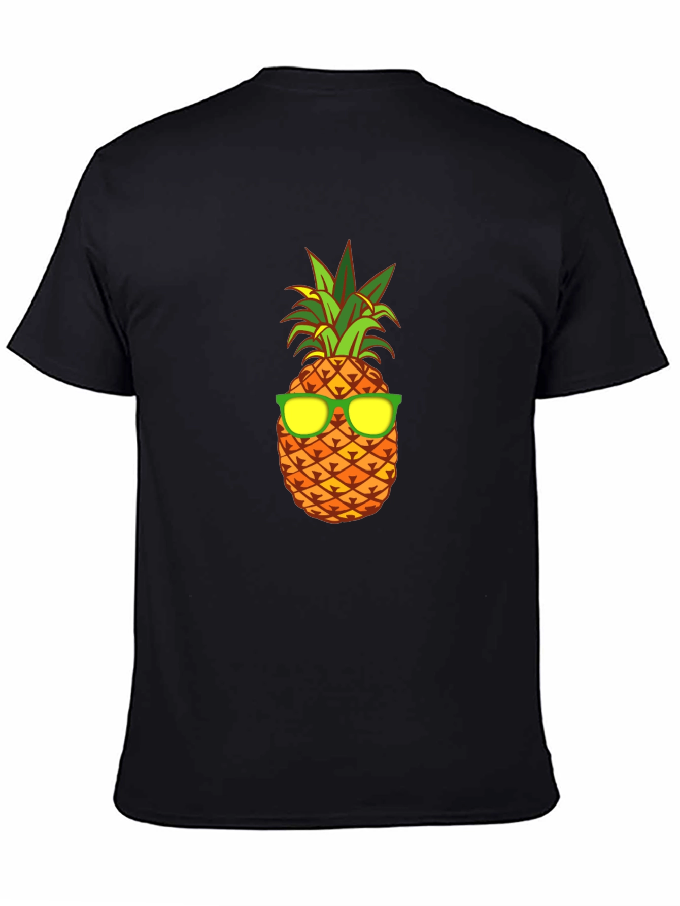 Black Cool Pineapple Graphic Tee - Black Cotton T-Shirt view 4