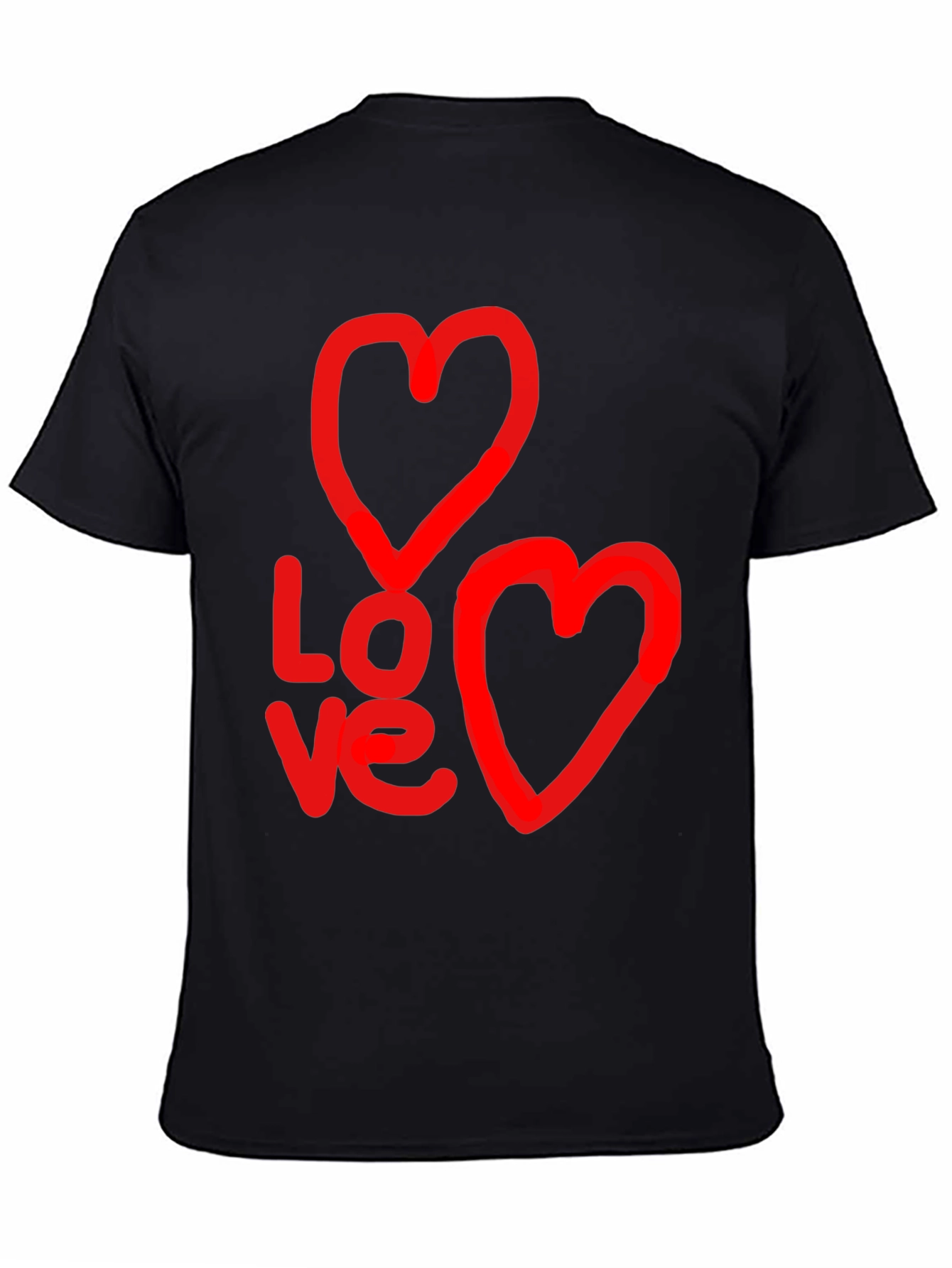 Black Love Graphic Black T-Shirt with Heart Designs view 4