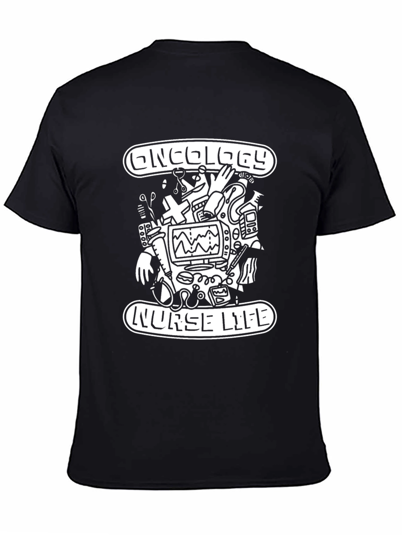 Black Oncology Nurse Life Black Graphic Tee view 4