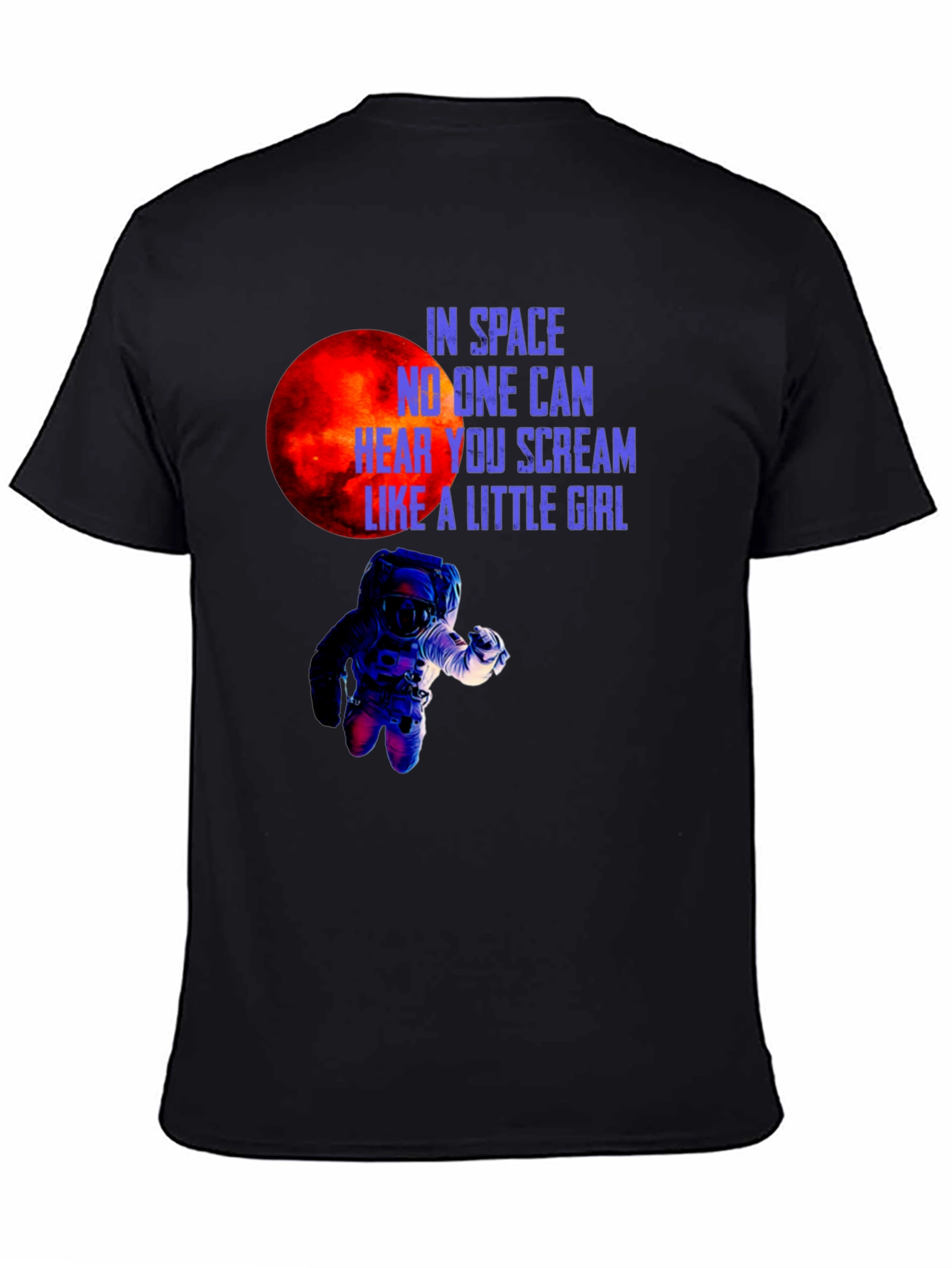 Black Space Scream Graphic Tee - Black Cotton T-Shirt view 4