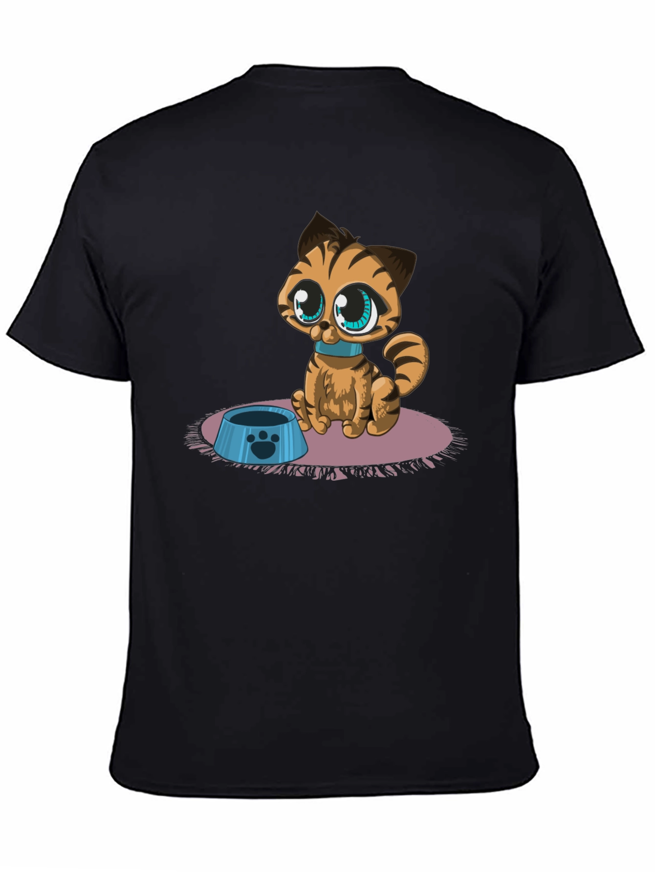 Black Cartoon Cat Graphic Tee - Cute Pet Lover Shirt view 4