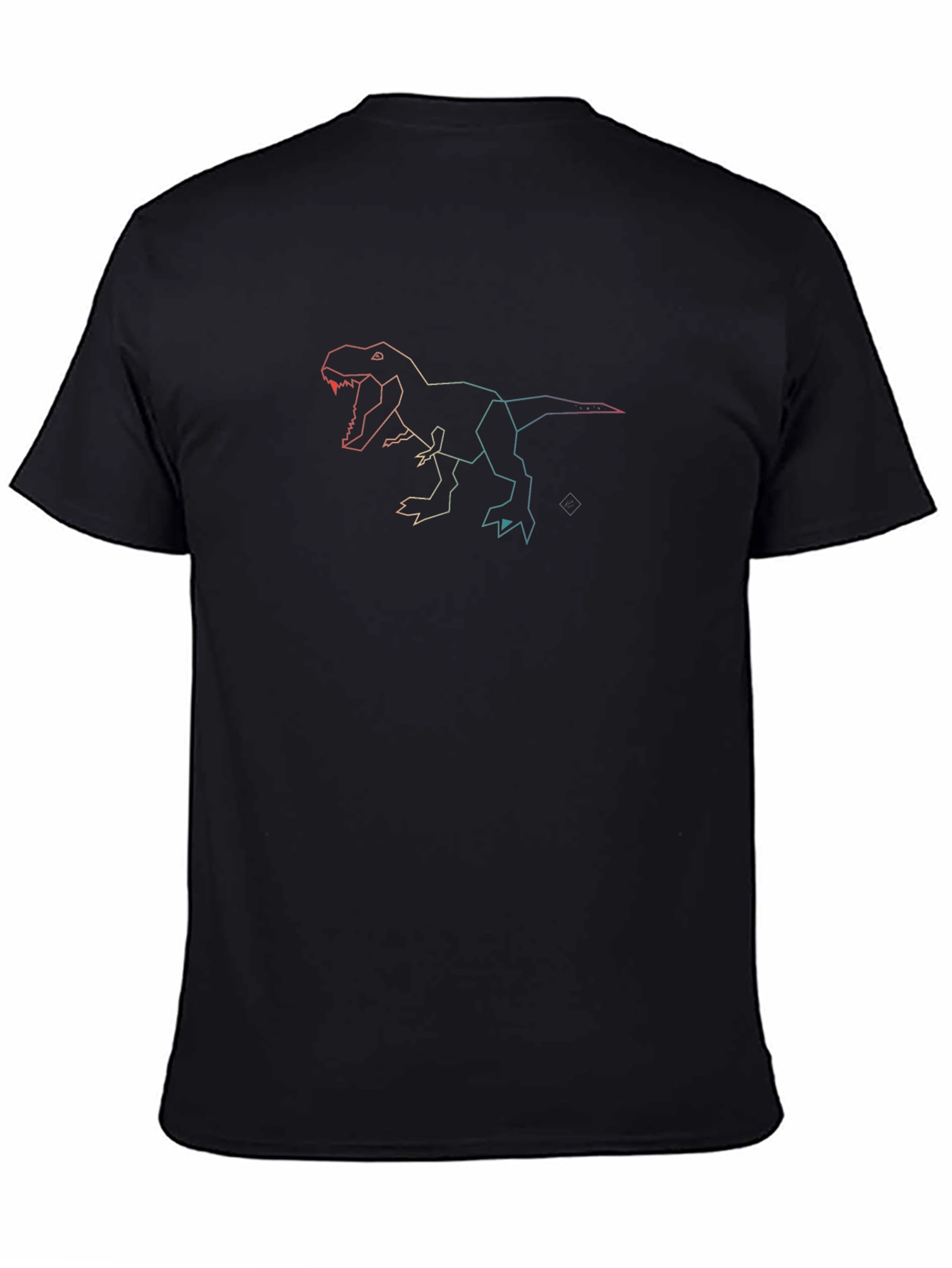 Black Geometric Dinosaur Graphic Black T-Shirt view 4