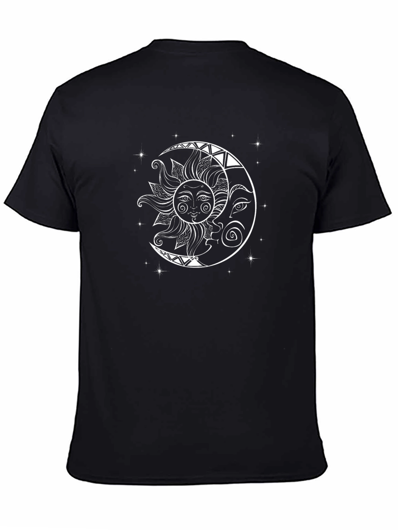 Black Celestial Sun & Moon Graphic Tee - Unisex Black T-Shirt view 4