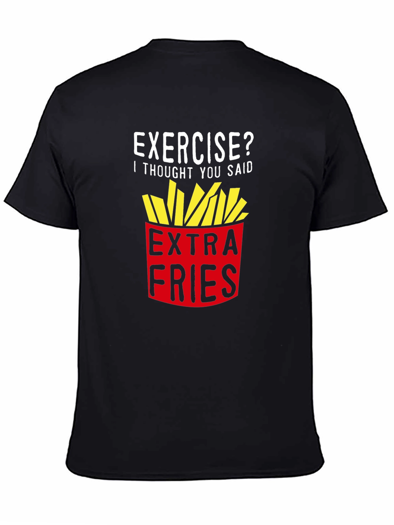 Black Extra Fries Graphic Tee - Funny Foodie Shirt view 4