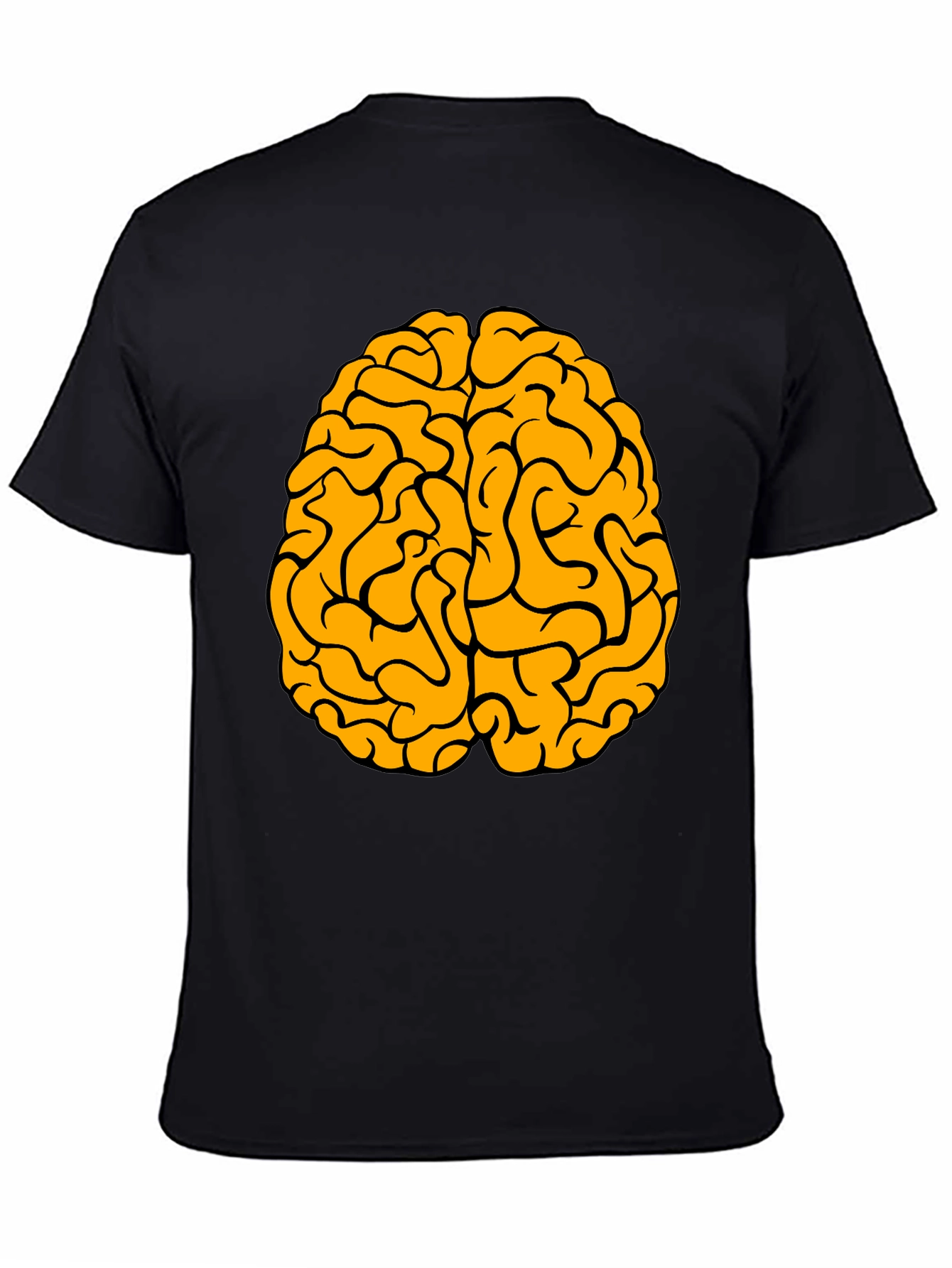 Black Brain Graphic Tee - Black Cotton Crew Neck T-Shirt view 4