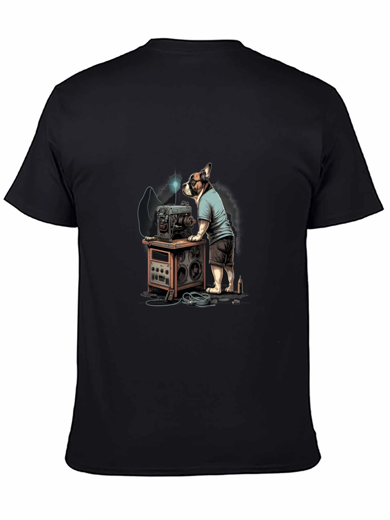 Black Dog Repairing Machine Graphic Tee view 4