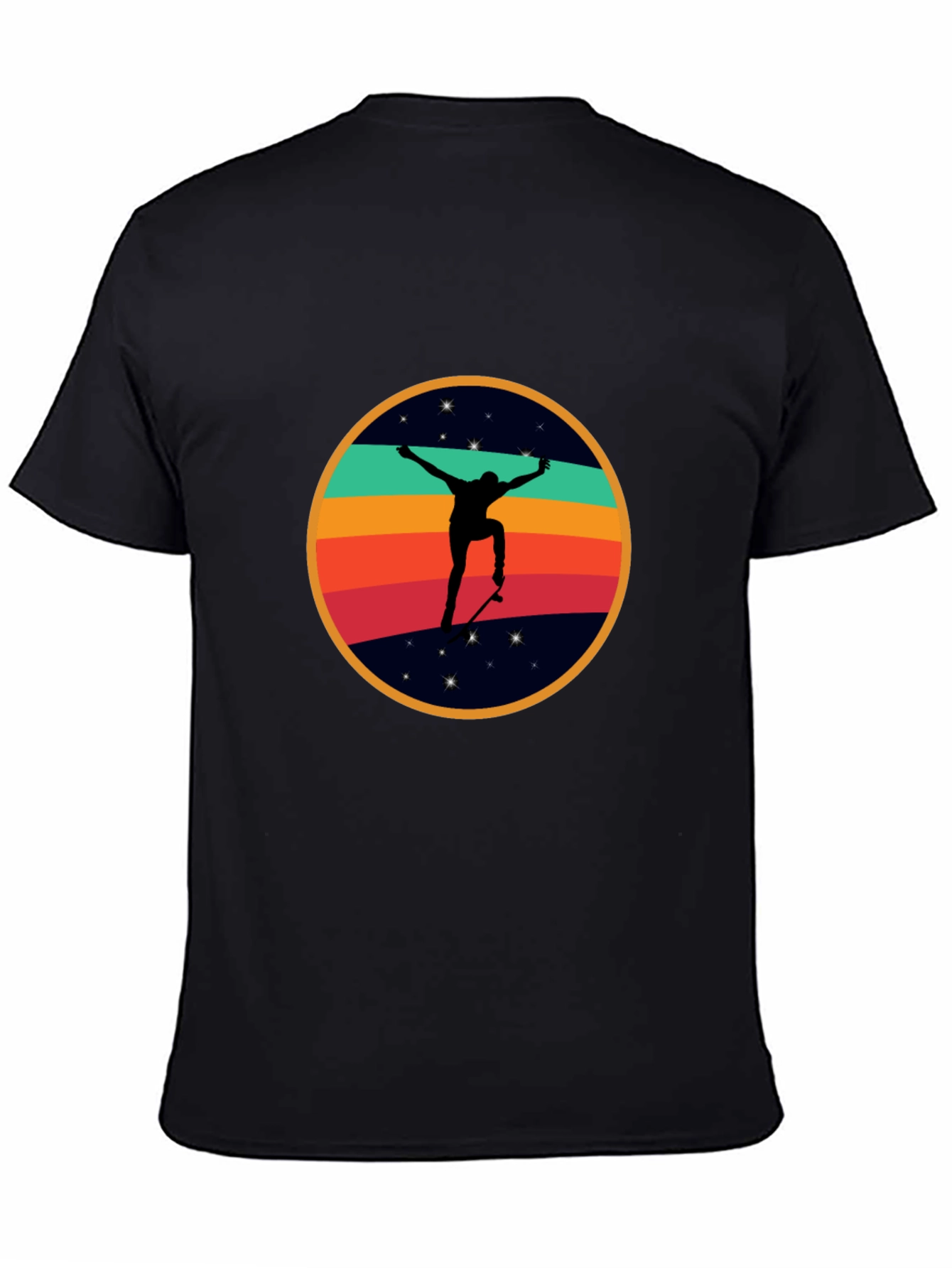 Black Retro Skateboarder Graphic T-Shirt - Cool & Stylish view 4