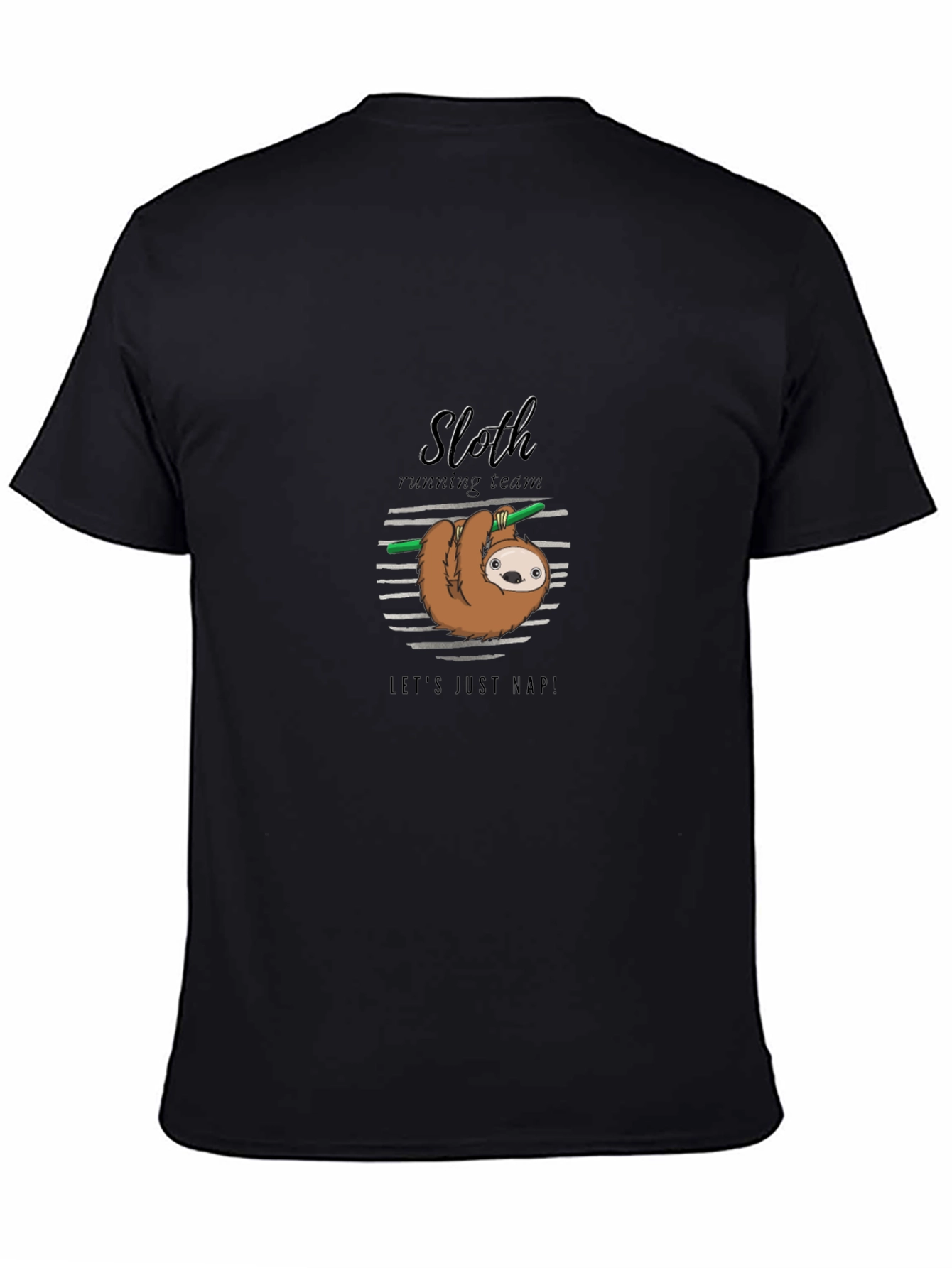 Black Sloth Running Team Funny T-Shirt view 4