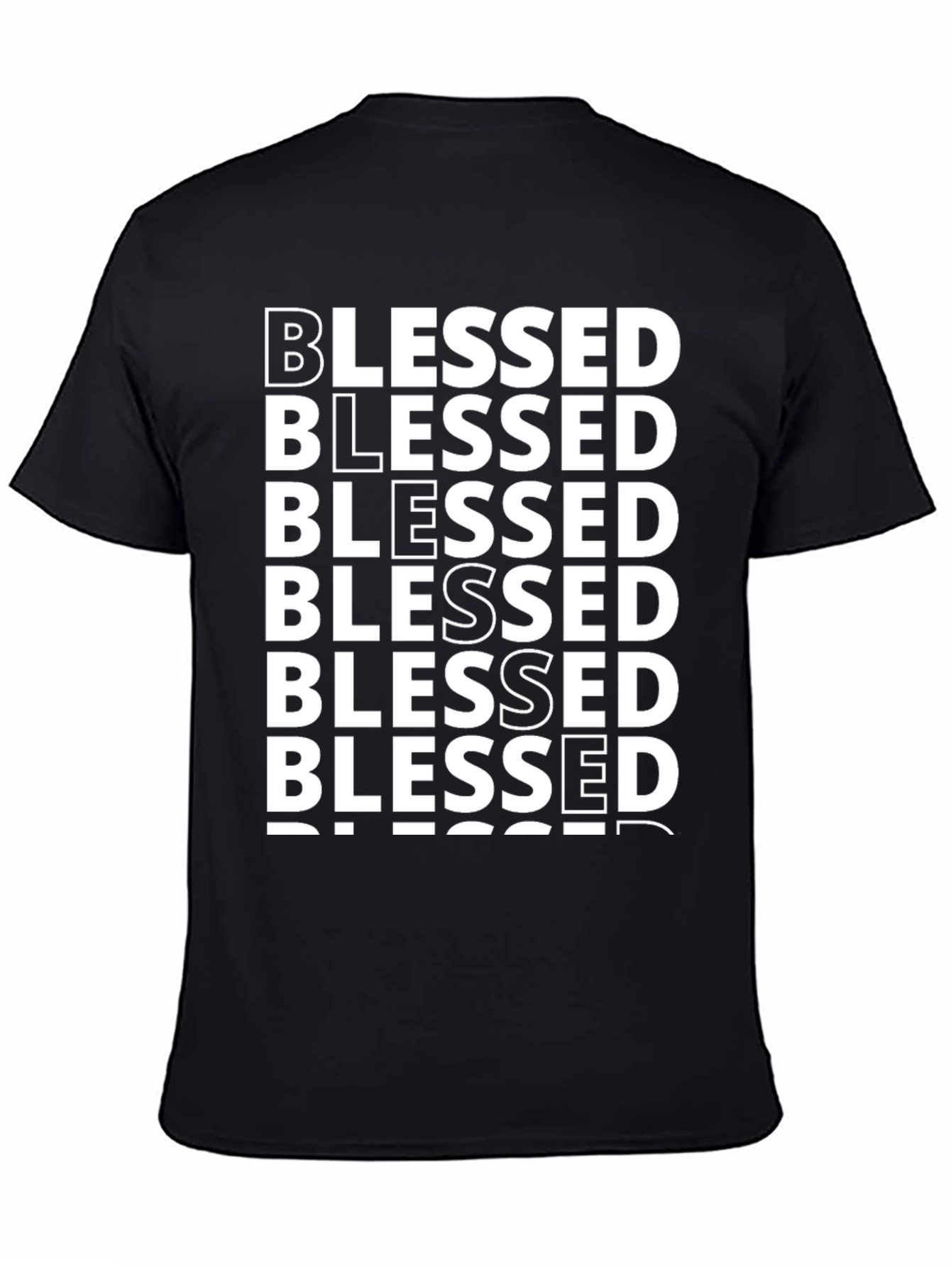 Black Blessed Stacked Text T-Shirt - Black view 4