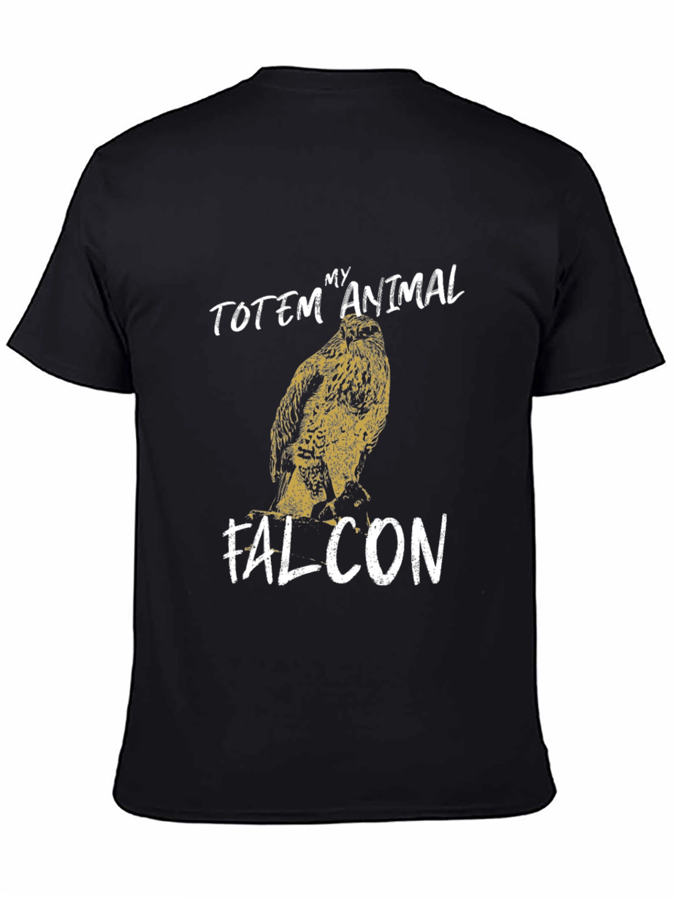 Black Falcon Totem Animal Graphic Tee - Black view 4
