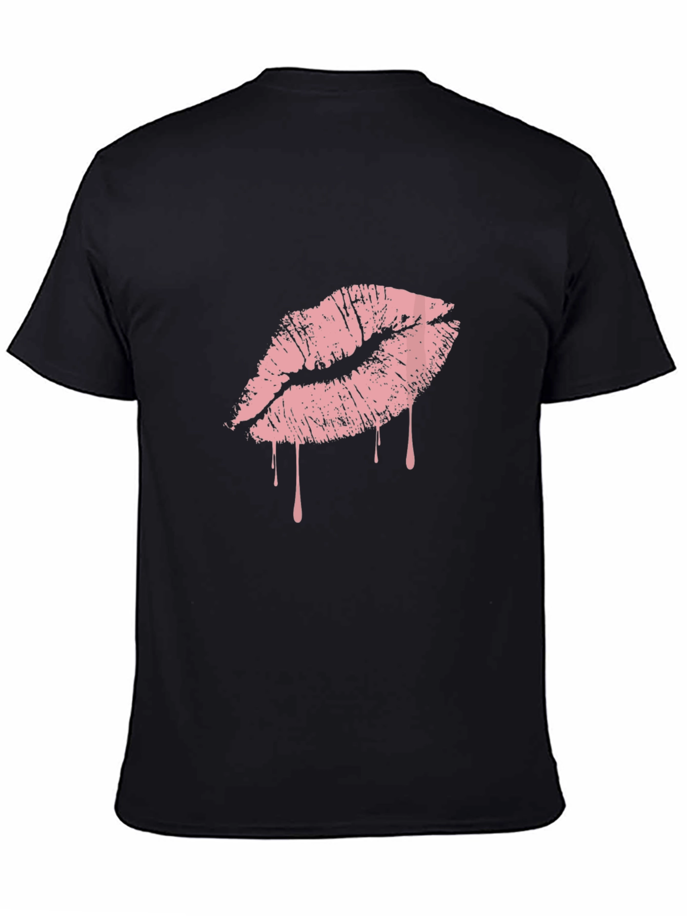 Black Black T-Shirt with Pink Dripping Lips Graphic view 4