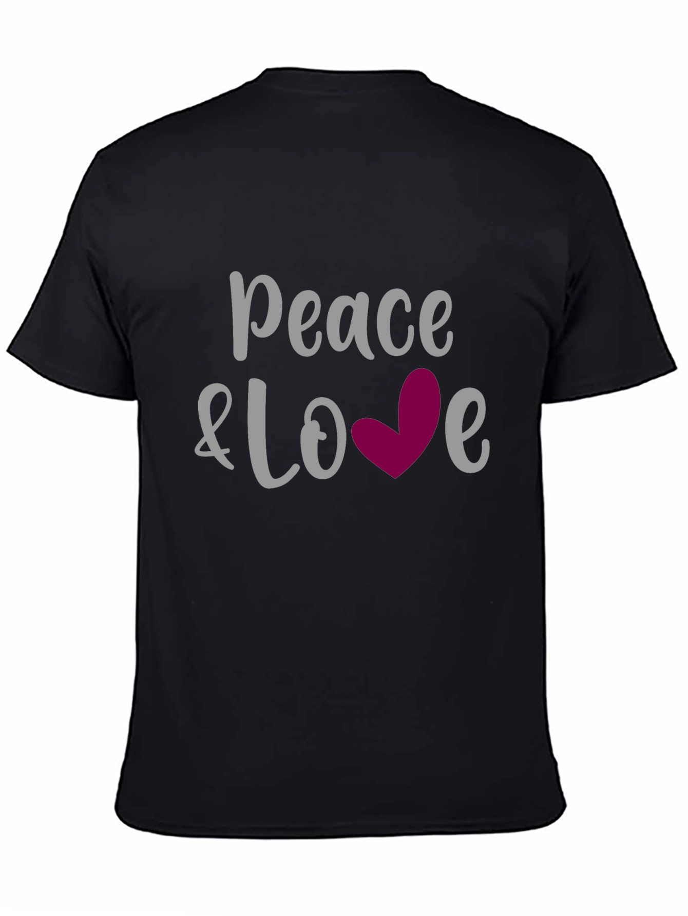 Black Peace & Love Graphic Tee - Soft Cotton Blend view 4
