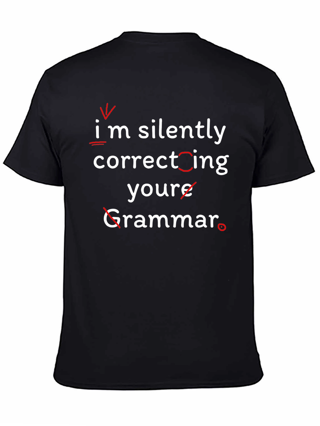 Black Funny Grammar Correction Black T-Shirt view 4