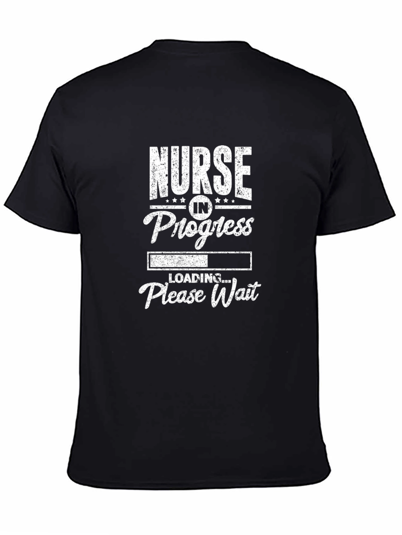 Black Nurse in Progress Funny Graphic T-Shirt view 4