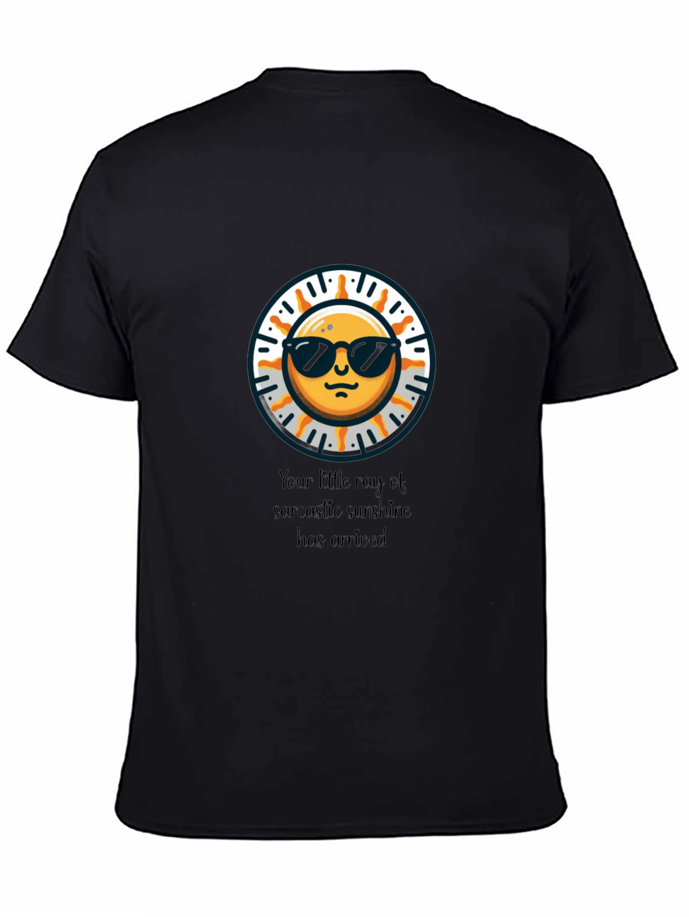 Black Sarcastic Sunshine Graphic Tee - Black Cotton T-Shirt view 4