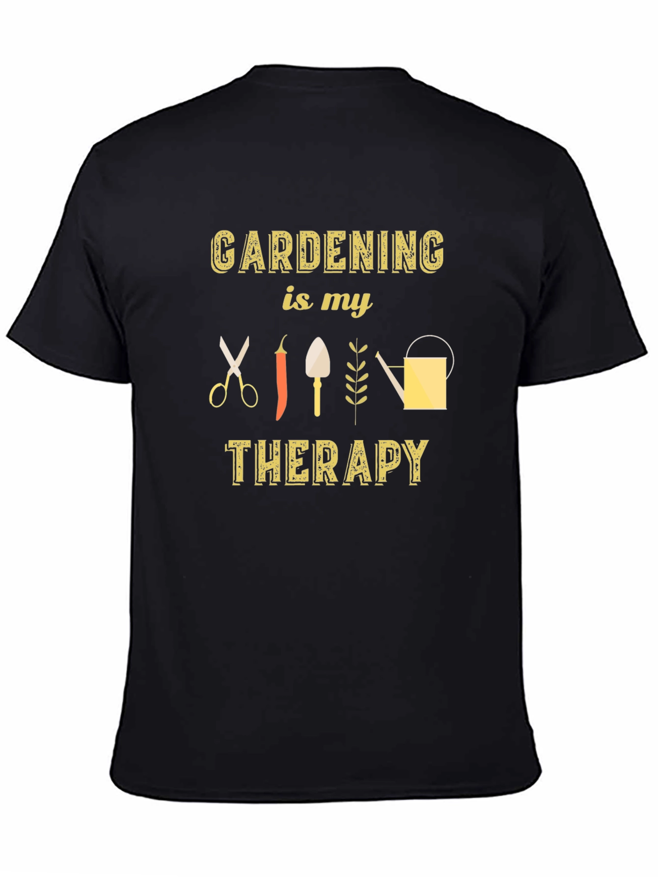Black Gardening is My Therapy Black T-Shirt view 4