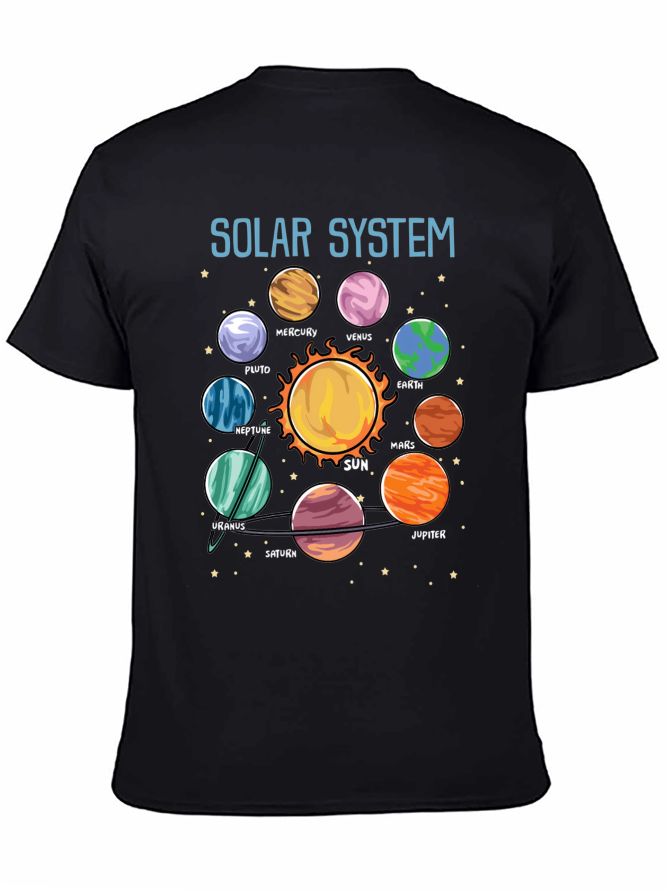 Black Solar System Planet Graphic T-Shirt view 4