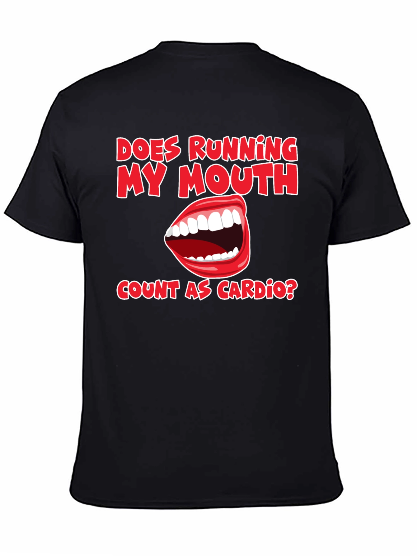 Black Funny Running My Mouth Cardio T-Shirt view 4