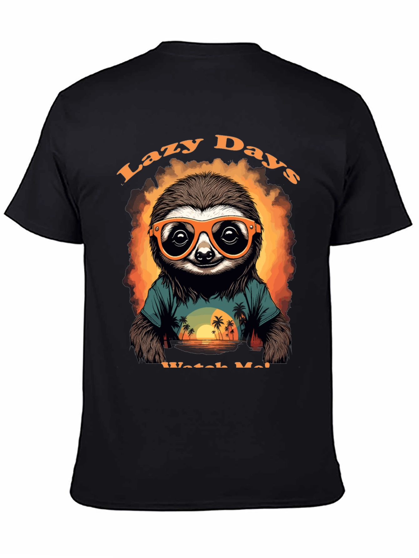 Black Lazy Days Sloth T-Shirt view 4