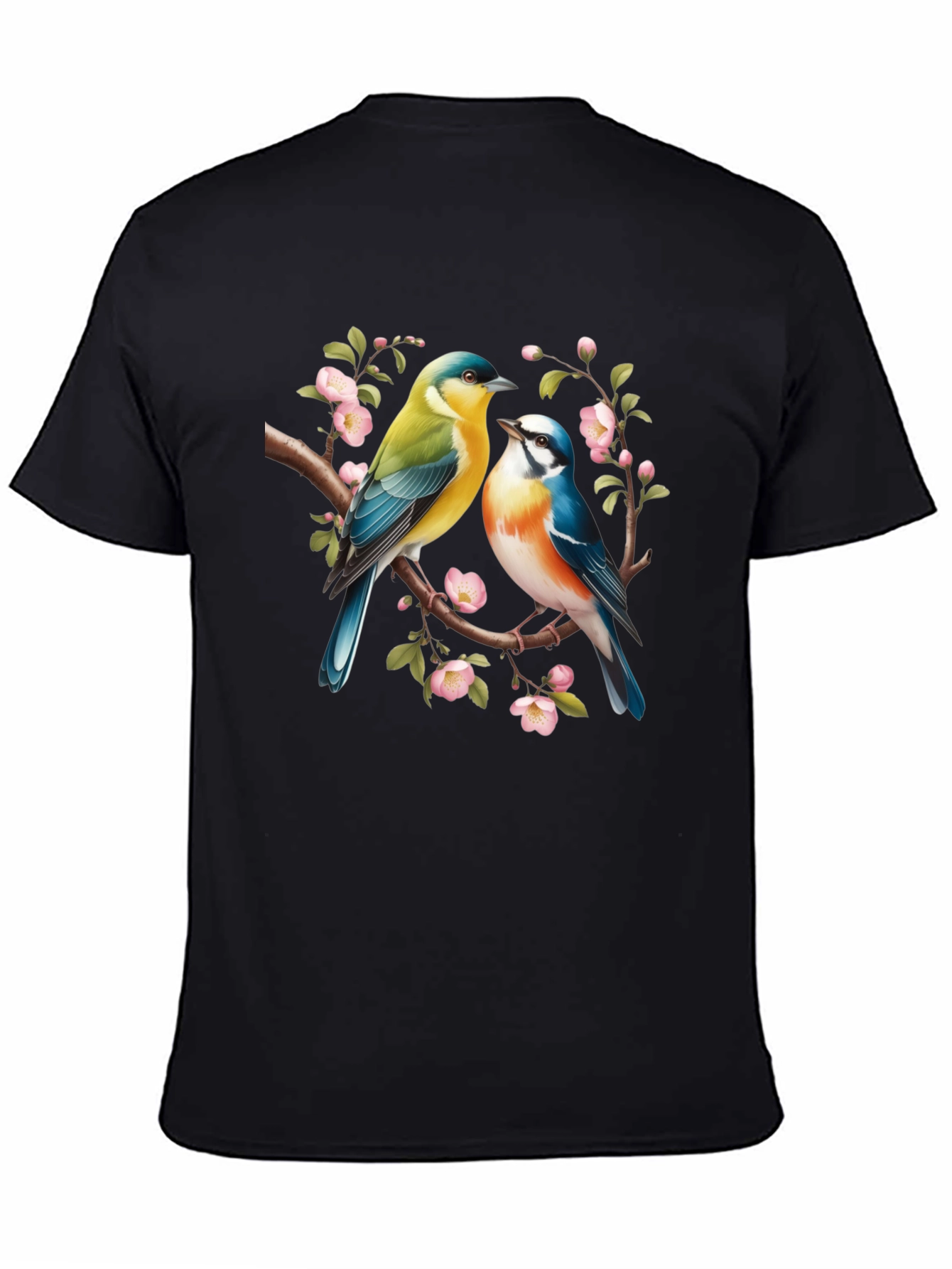 Black Birds On Branch Graphic T-Shirt - Black view 4