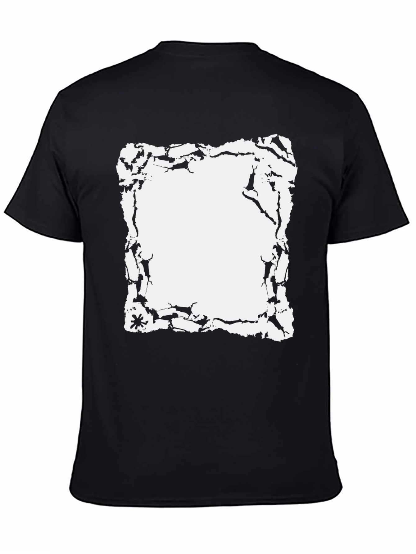 Black Cracked Edge Graphic Tee - Black Cotton Casual Wear view 4