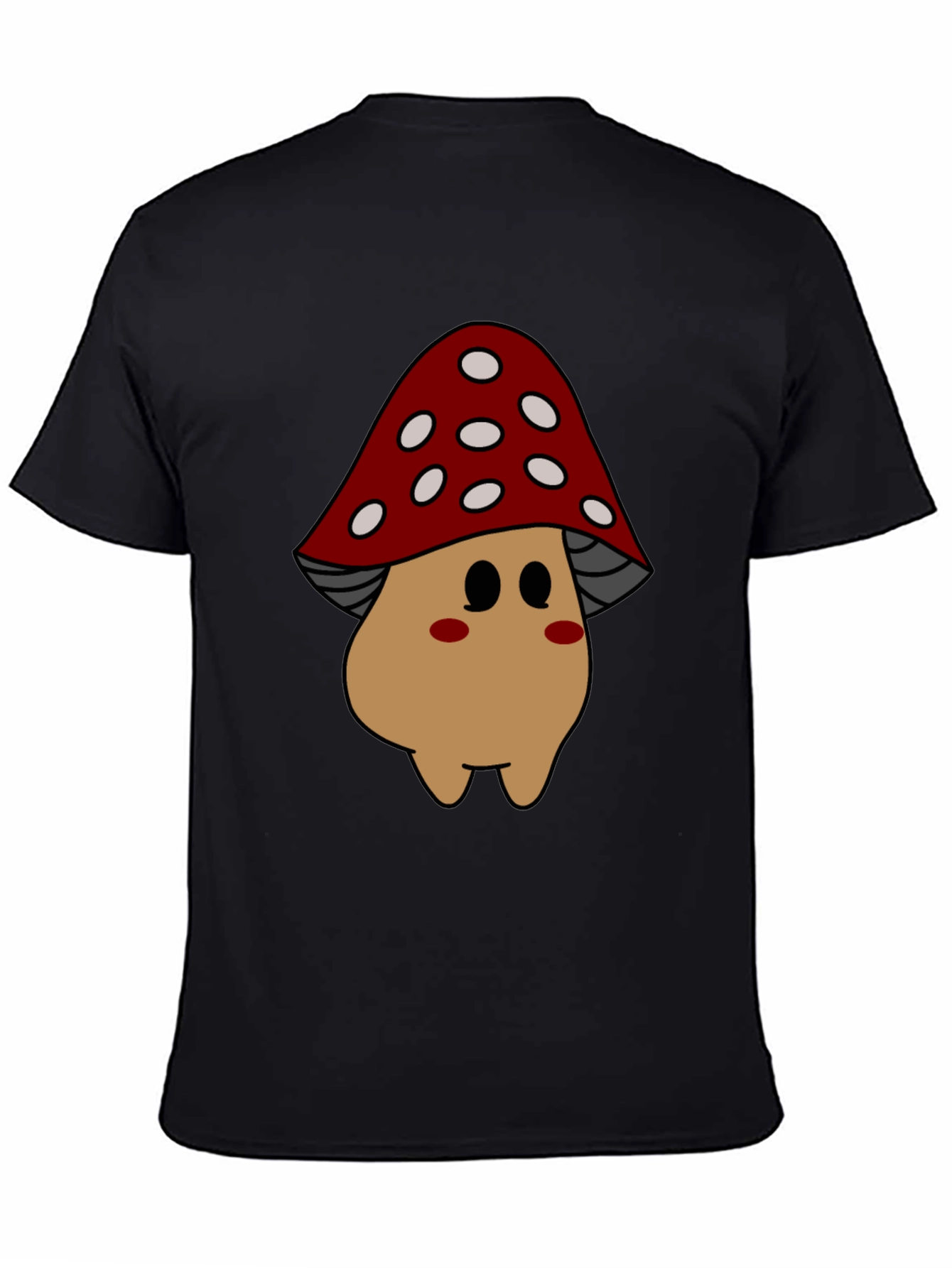 Black Mushroom Cartoon Graphic Tee view 4