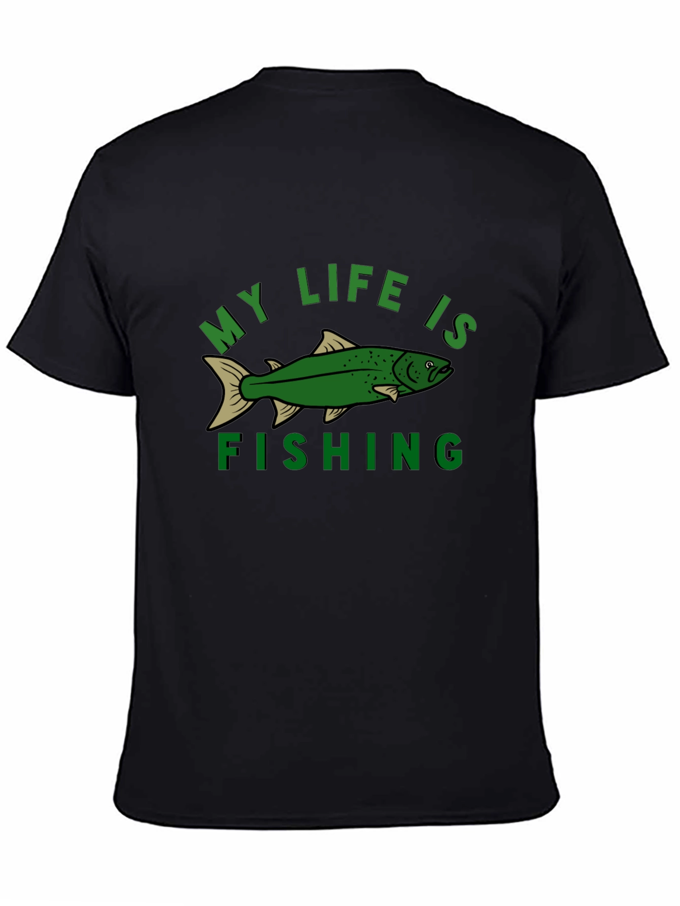 Black My Life Is Fishing Graphic Tee - Black Cotton T-Shirt view 4