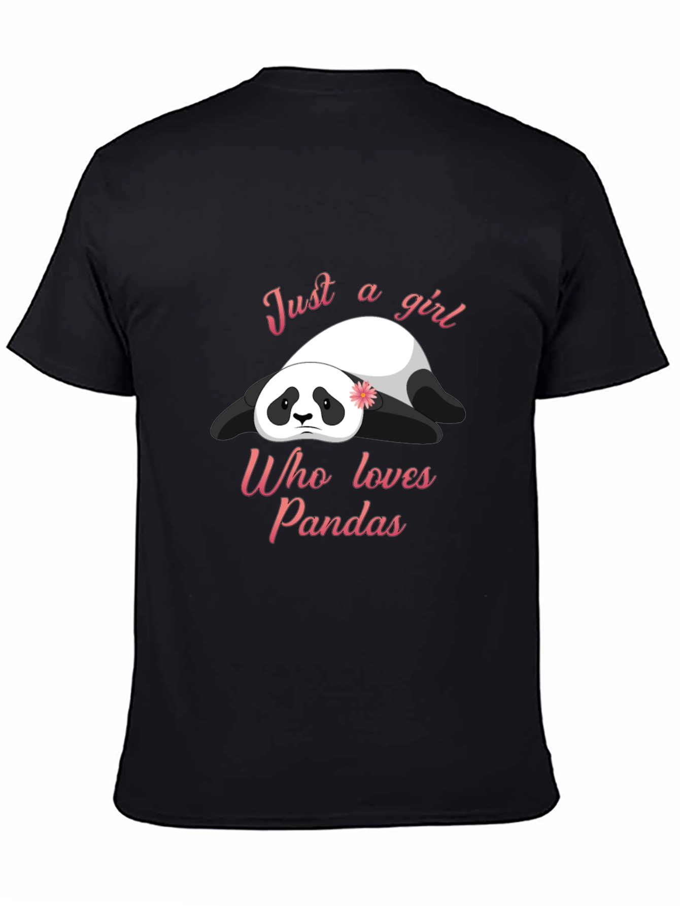Black Panda Lover T-Shirt - Cute Girl's Panda Graphic Tee view 4