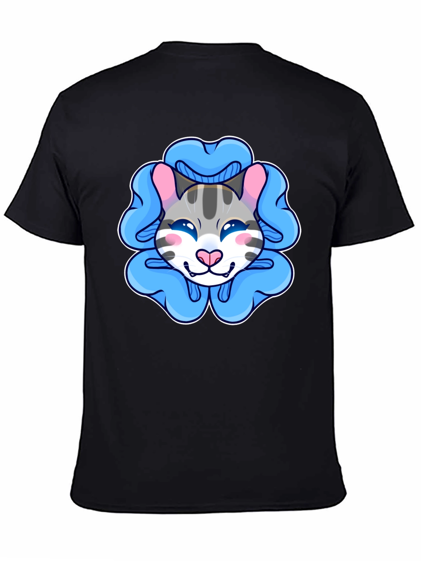 Black Cute Cartoon Cat T-Shirt view 4
