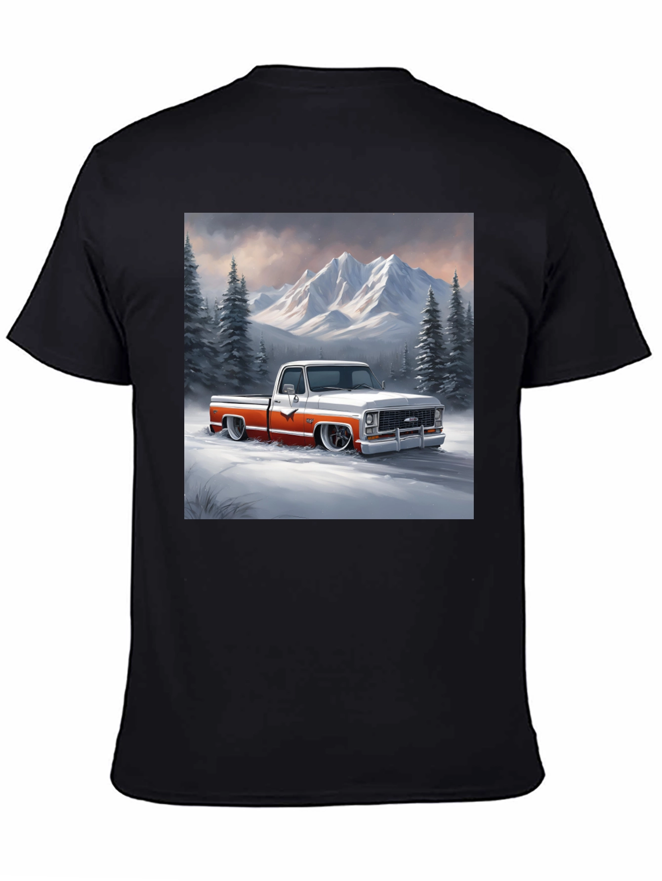 Black Classic Truck Graphic Tee - Mountain Scene view 4
