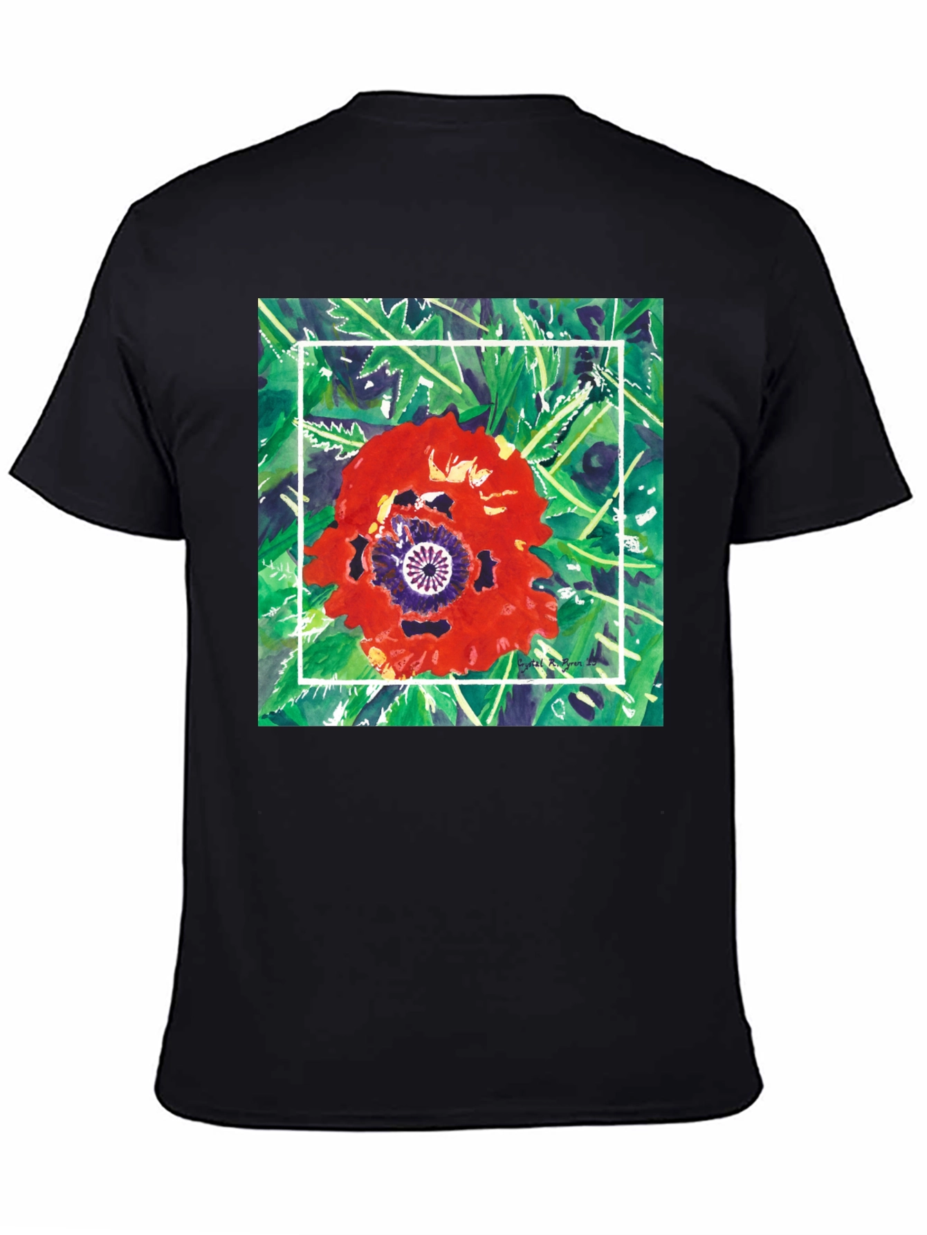 Black Floral Graphic T-Shirt - Unique Artistic Print view 4