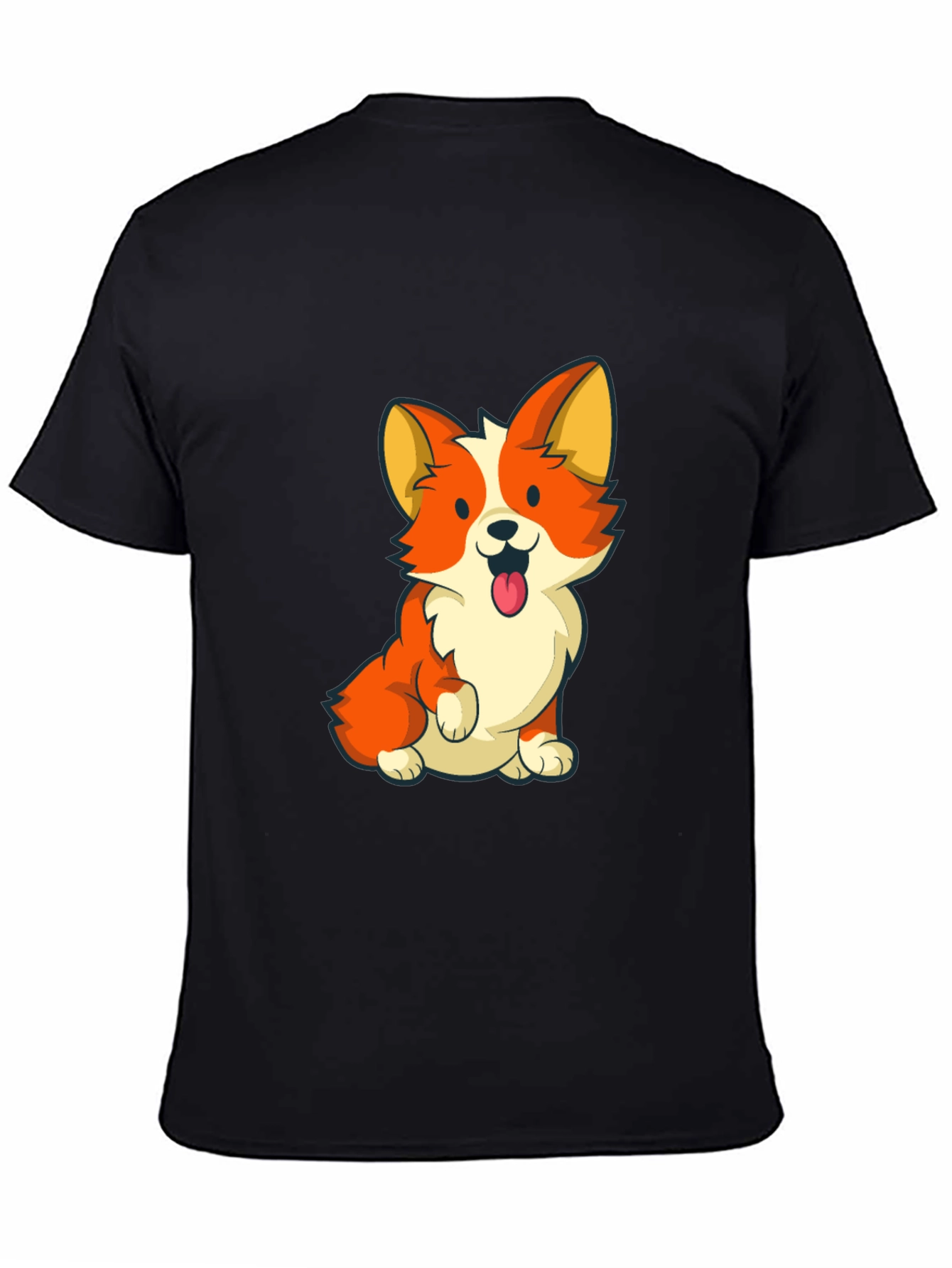 Black Cute Corgi Graphic Tee - Black view 4