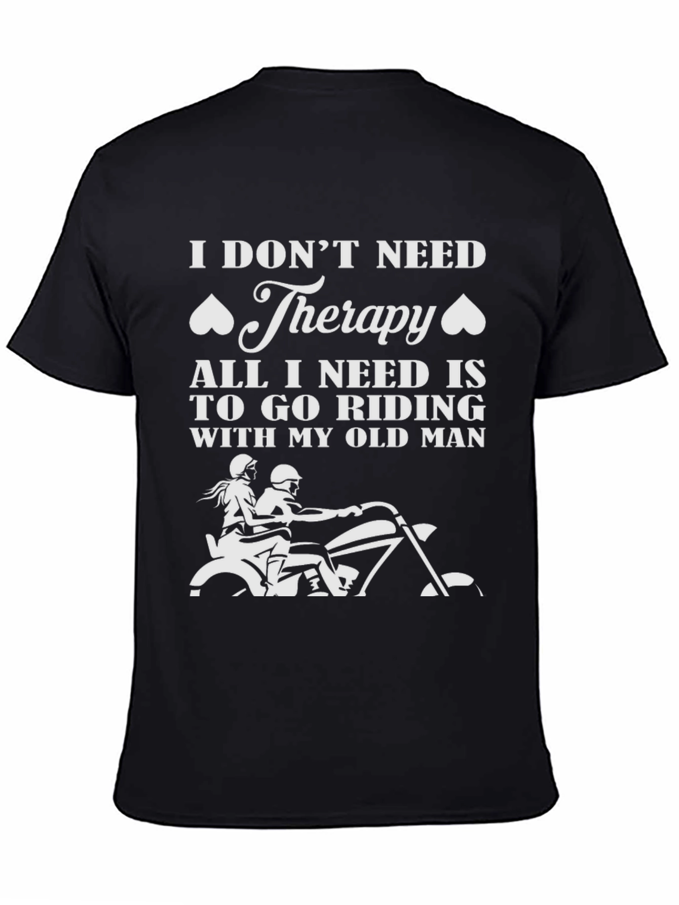 Black Riding Therapy T-Shirt - Motorcycle Old Man Design view 4