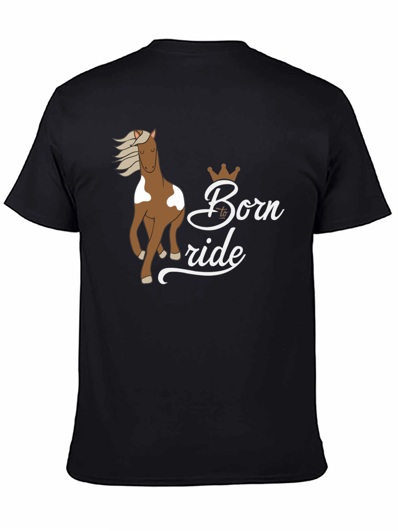 Black Born to Ride Horse T-Shirt view 4
