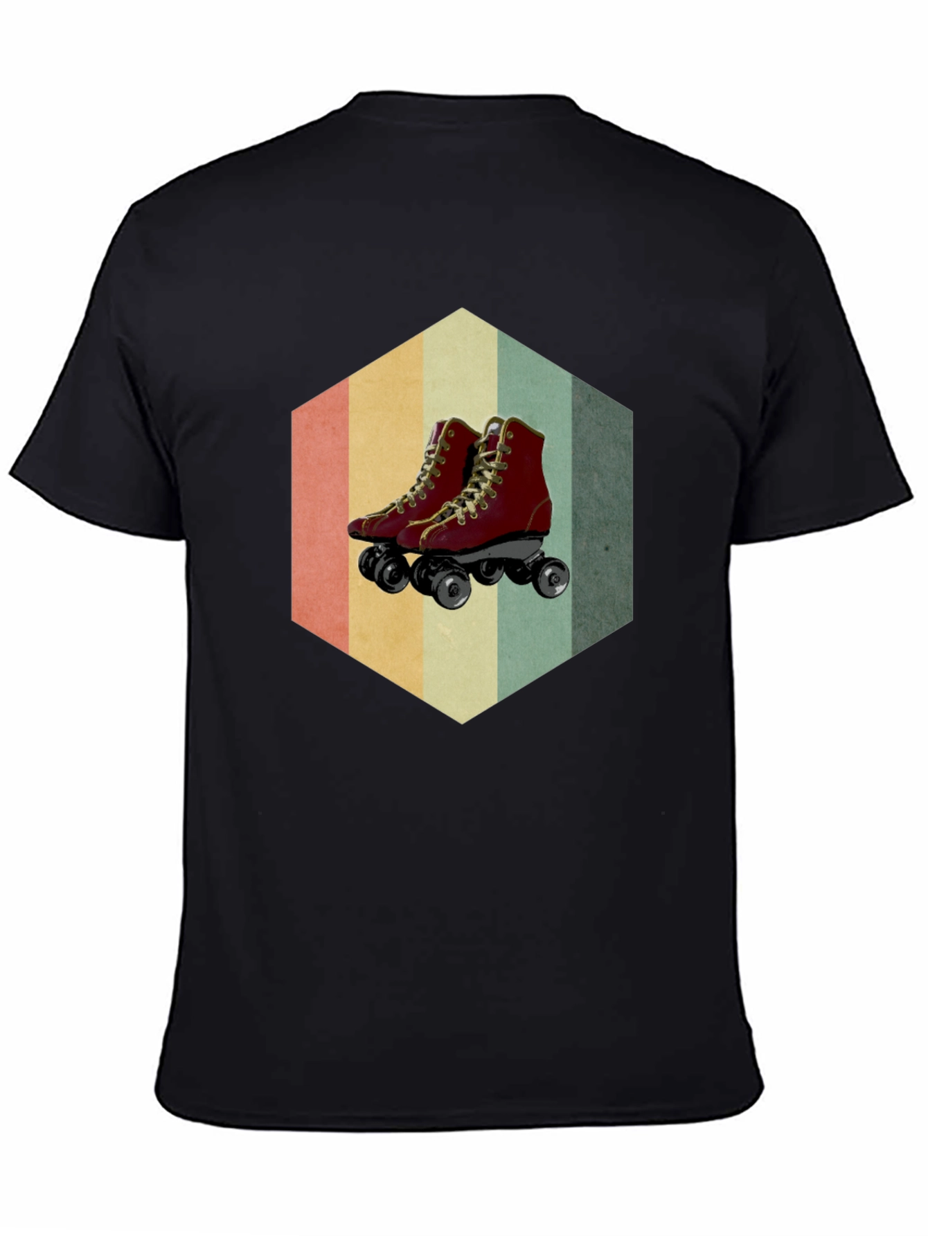 Black Retro Roller Skate Graphic Tee - Black Casual Shirt view 4